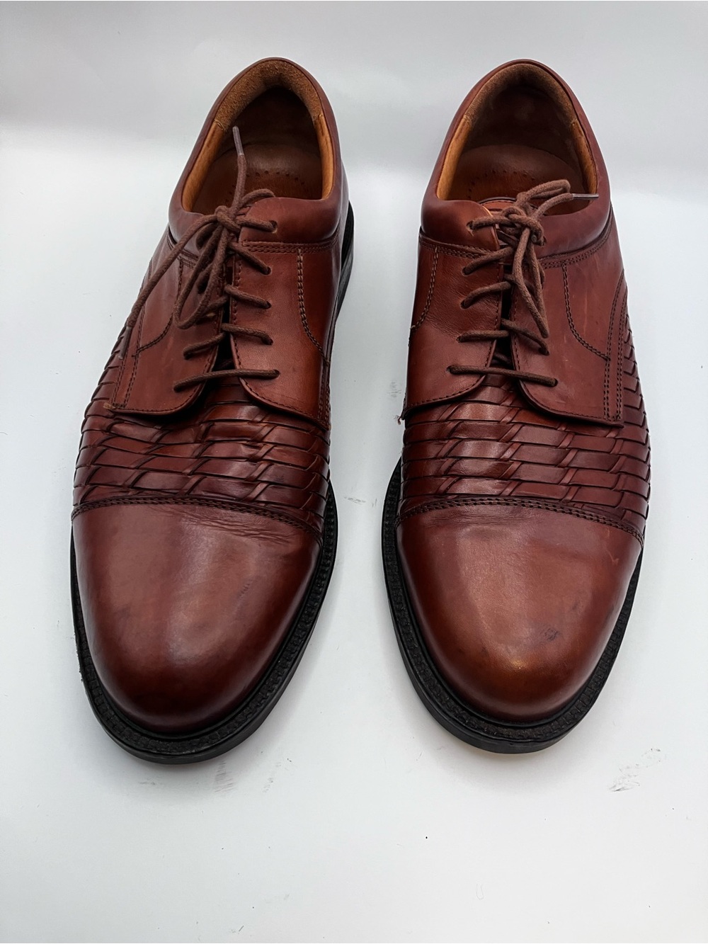 Johnston & Murphy Brown Woven Leather Derby Shoes